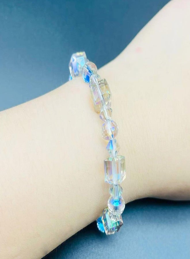 CACALOSS Crystal Bracelet for Women Fashion 7 Inch Approximately Rainbow Sparkling Crystal Bracelet with Adjustable Elastic Cord (Purple) - Image 3